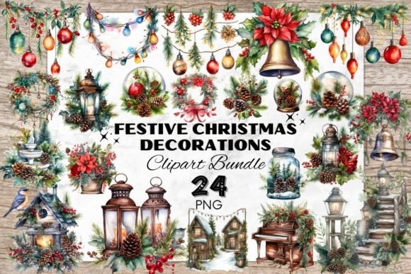 Beautiful Christmas Decorations: Festive Clipart for Designers