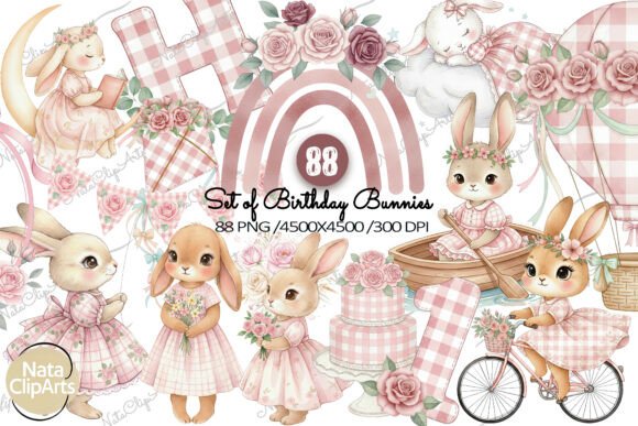 Birthday Bunnies Clipart: A Sweet Design Toolkit