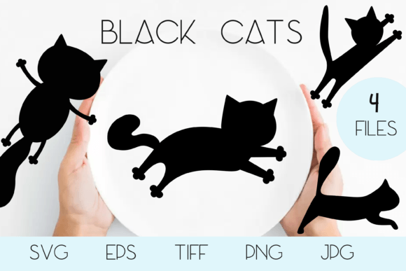 Black Cat Silhouette Vector SVG Handline: A Creative Asset
