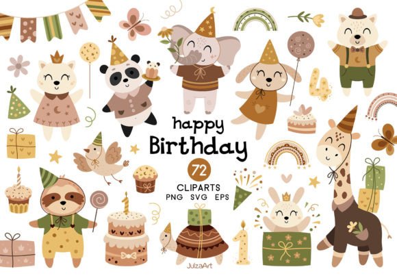 Boho Happy Birthday Clipart: A Whimsical Collection for Modern Celebrations