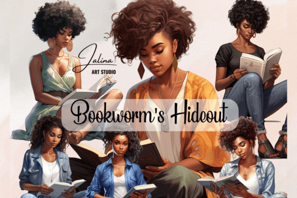 Celebrate Learning with Black Girl Studying Watercolor Clipart