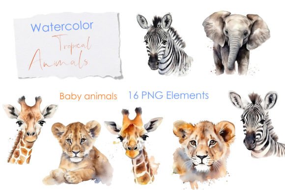 Charming Watercolor Baby Wild Animals for Creative Projects