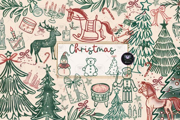 Christmas Hand Drawn Whimsical Clipart: A Festive Design Toolkit