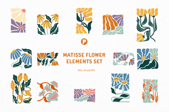 Colorful Matisse Flower Element Set: A Guide to Artistic Design Assets