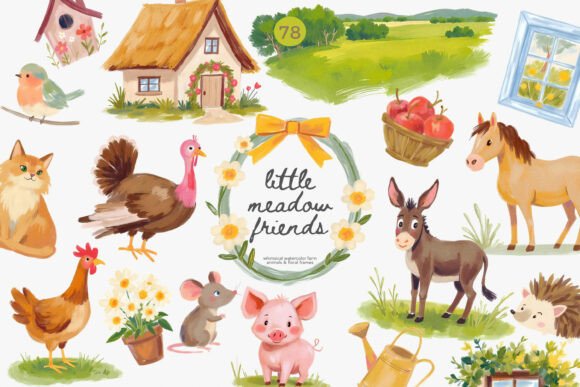 Embracing Whimsy: A Deep Dive into Whimsical Watercolor Farm Animals Clipart