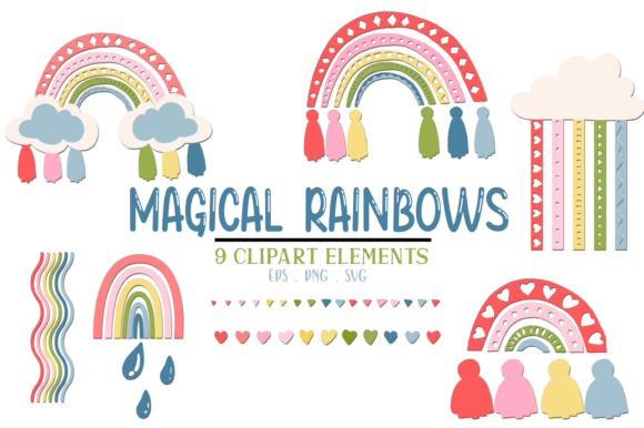 Enchanting Magical Rainbows Clipart Svg for Creative Projects