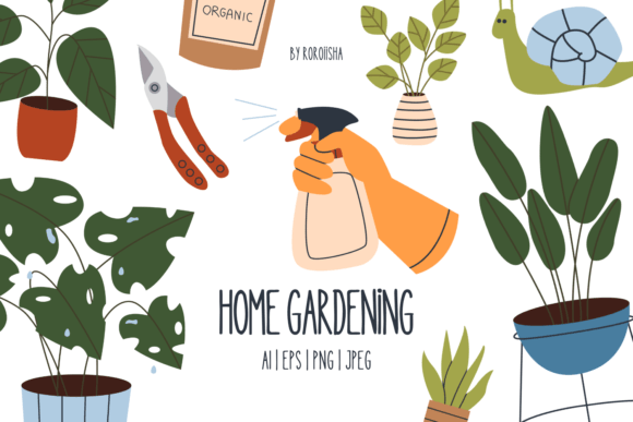 Home Gardening Set: Fresh Vector Illustrations for Creators
