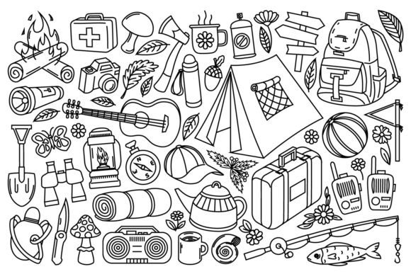 Line Art Camping Set: Your Go-To Collection for Outdoor Projects