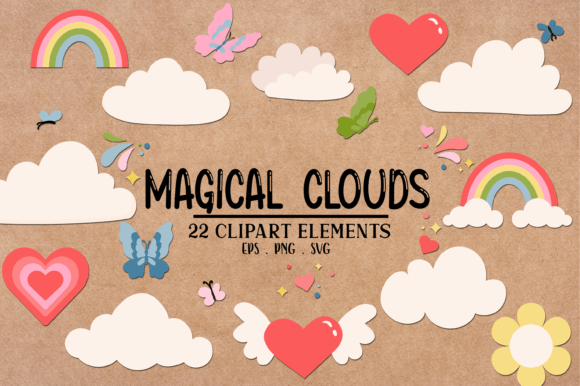 Magical Clouds Clipart Svg: Rainbows & Creative Assets
