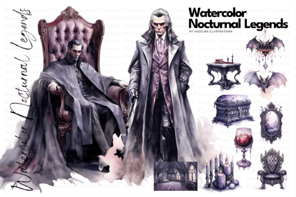 Nocturnal Legends: Elevate Halloween with Watercolor Vampires