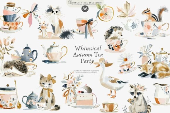 Pastel Animals Tea Party Clipart: A Designer’s Cozy Toolkit