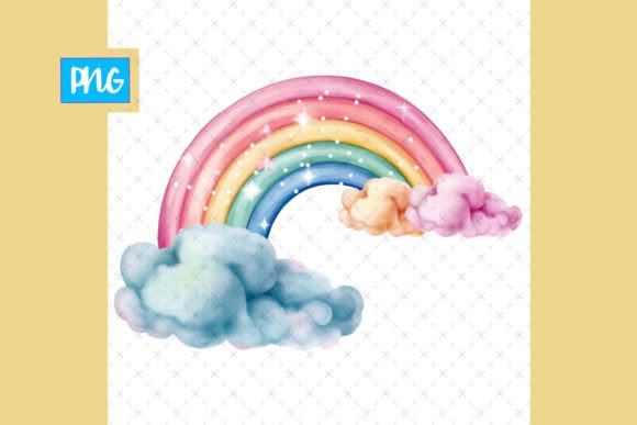 Pastel Rainbow with Clouds: A Dreamy Design Asset for Modern Projects