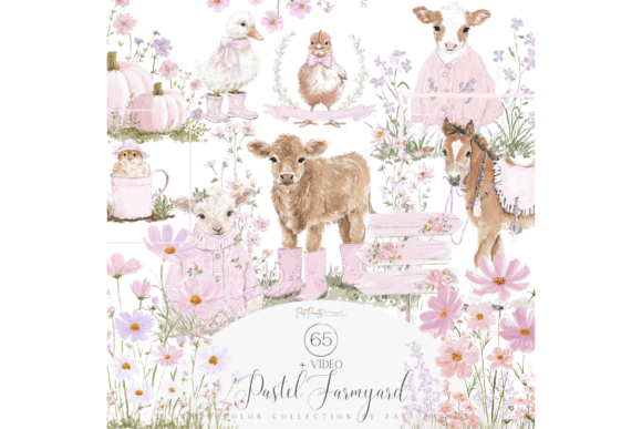 Soft Countryside Charm: The Pastel Farmyard Clipart Set
