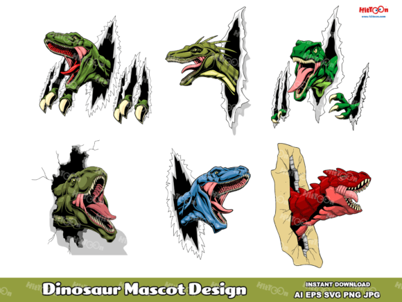 Unleash Prehistoric Charm with Dinosaurs Mascot Graphic Design 1