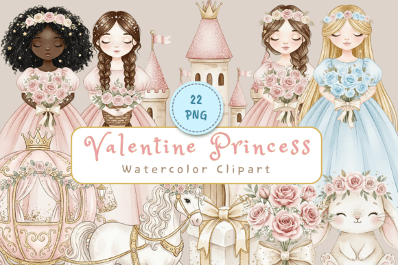 Valentine Princess Watercolor Clipart: A Designer's Dreamy Toolkit
