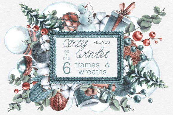 Warm Up Your Designs with Cozy Winter Watercolor Frames & Wreaths