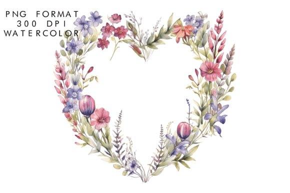 Watercolor Heart Flower Wreath: A Digital Asset for Modern Creators
