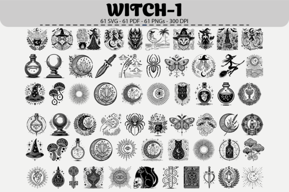 Witchcraft Clipart Bundle: 61 Designs for Dark Aesthetics